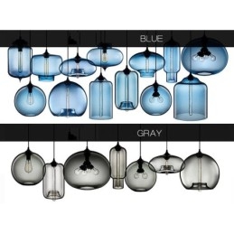 Moderne, eigentijdse, veelkleurige hanglamp met 1 lichtbron van glas