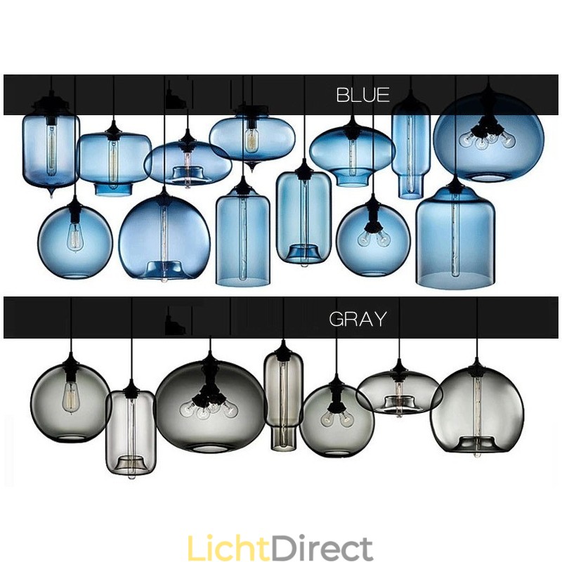 Moderne, eigentijdse, veelkleurige hanglamp met 1 lichtbron van glas