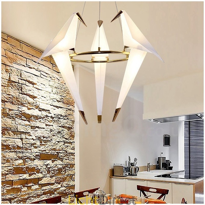 Moderne, eigentijdse papieren kraan 3-lichts hanglamp
