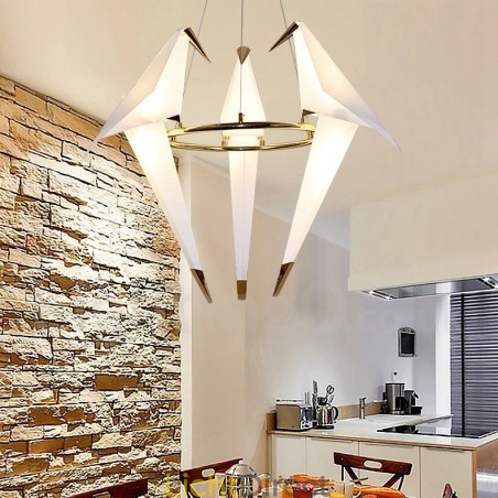 Moderne, eigentijdse papieren kraan 3-lichts hanglamp Moderne, eigentijdse papieren kraan 3-lichts hanglamp