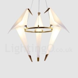 Moderne, eigentijdse papieren kraan 3-lichts hanglamp