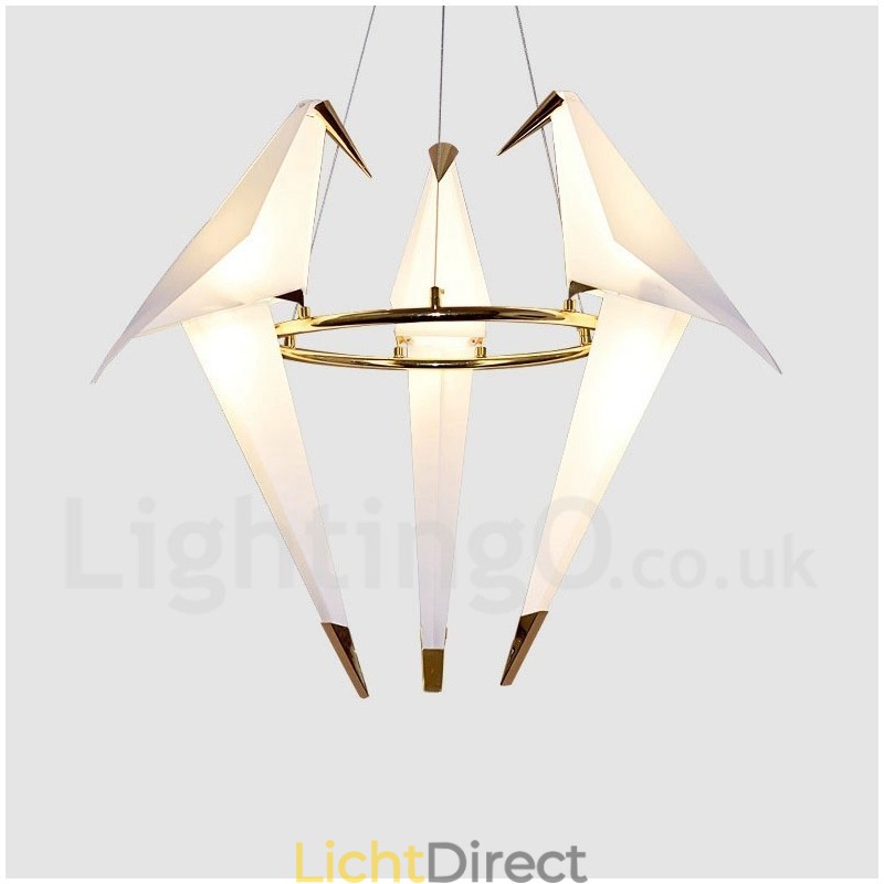 Moderne, eigentijdse papieren kraan 3-lichts hanglamp
