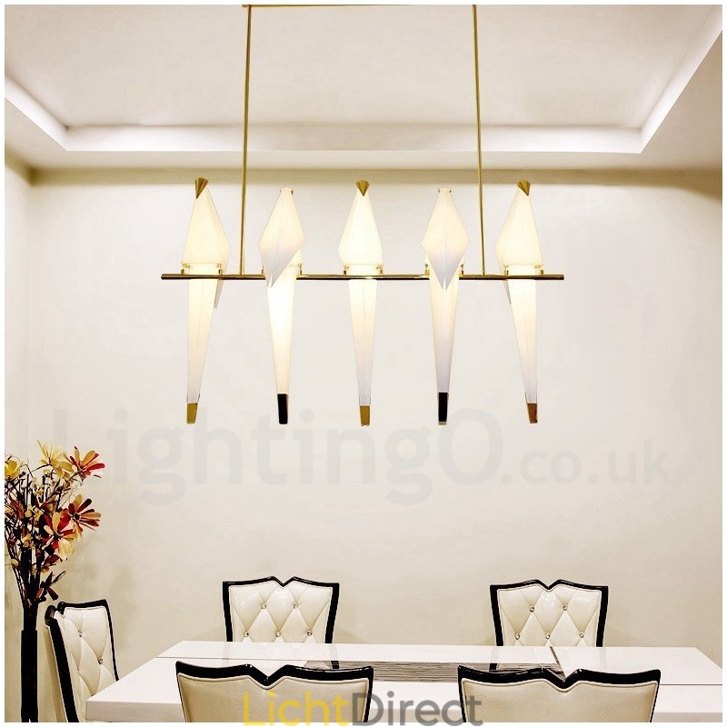 Moderne, eigentijdse papieren kraan 5-lichts hanglamp