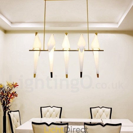 Moderne, eigentijdse papieren kraan 5-lichts hanglamp