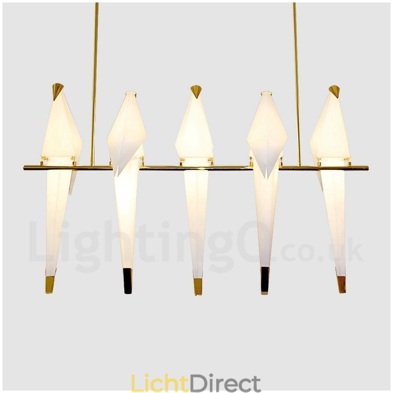 Moderne, eigentijdse papieren kraan 5-lichts hanglamp