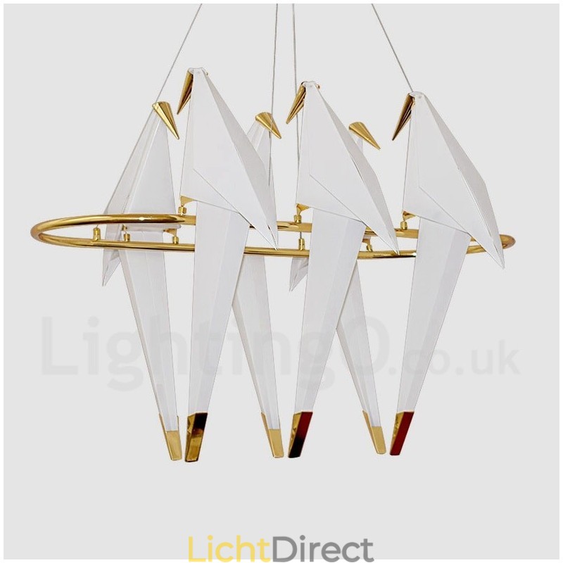 Moderne, eigentijdse papieren kraan hanglamp met 6 lampen
