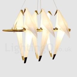 Moderne, eigentijdse papieren kraan hanglamp met 6 lampen