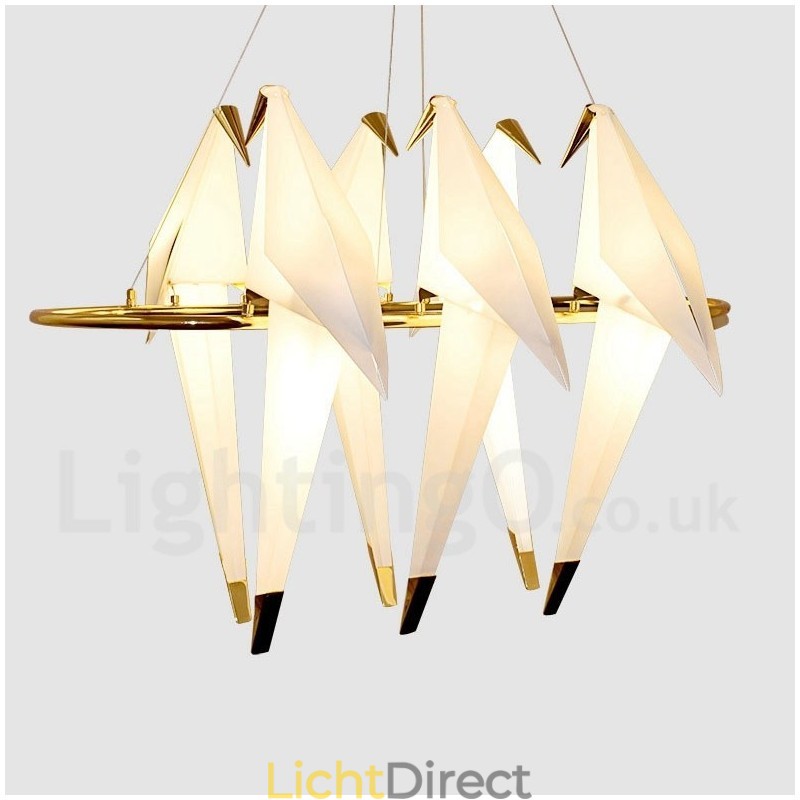Moderne, eigentijdse papieren kraan hanglamp met 6 lampen