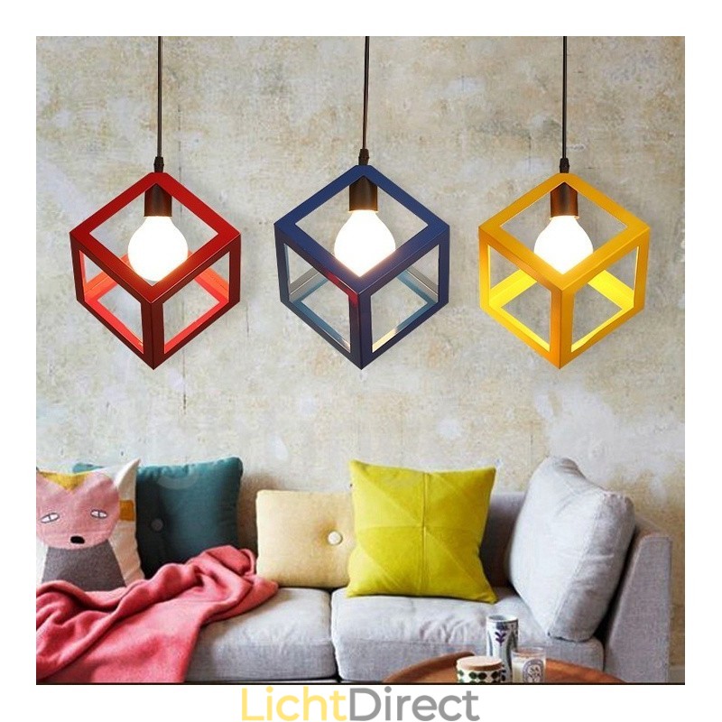 Moderne, eigentijdse, veelkleurige metalen hanglamp met 1 licht