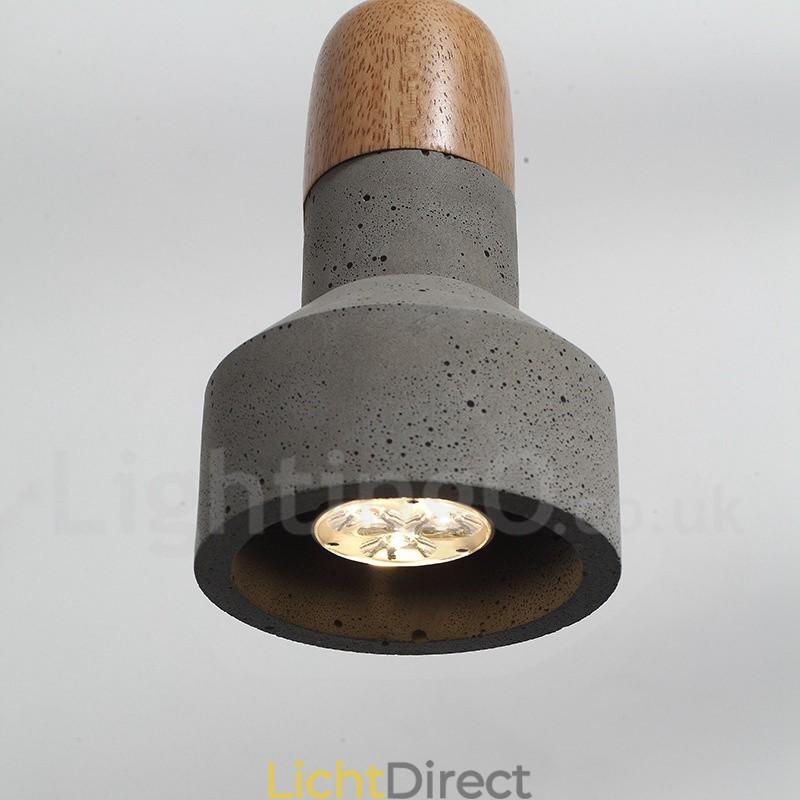 Enkelvoudige moderne, eigentijdse hanglamp van hout en beton