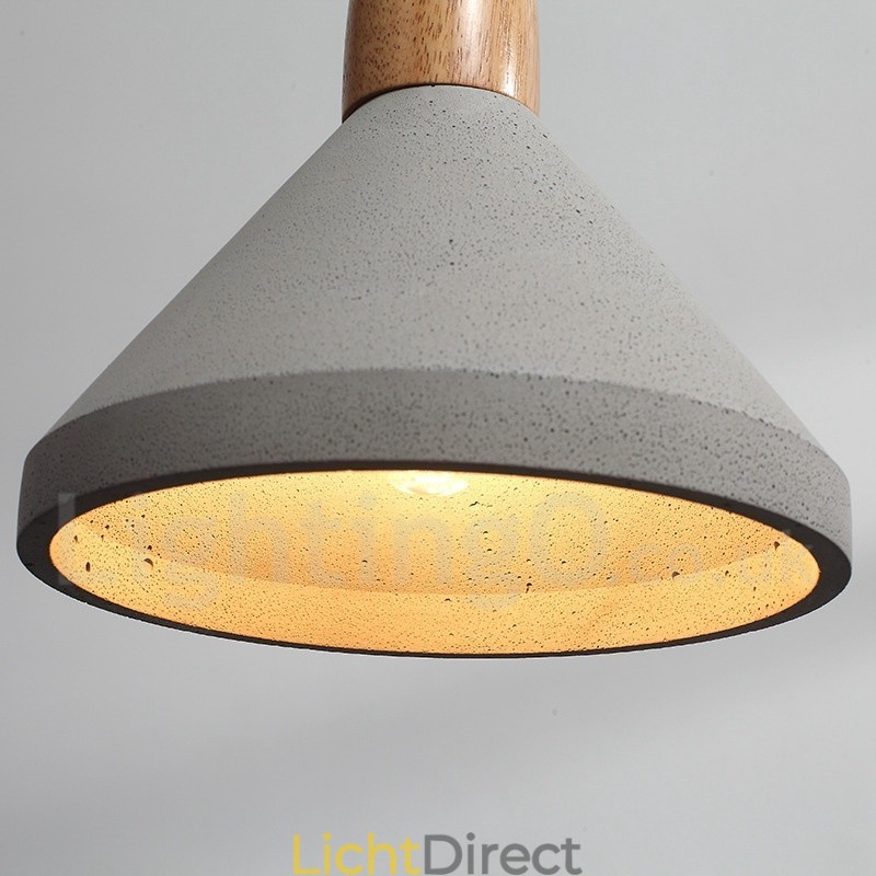 Enkelvoudige moderne, eigentijdse hanglamp van hout en beton