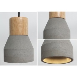 Enkelvoudige moderne, eigentijdse hanglamp van hout en beton