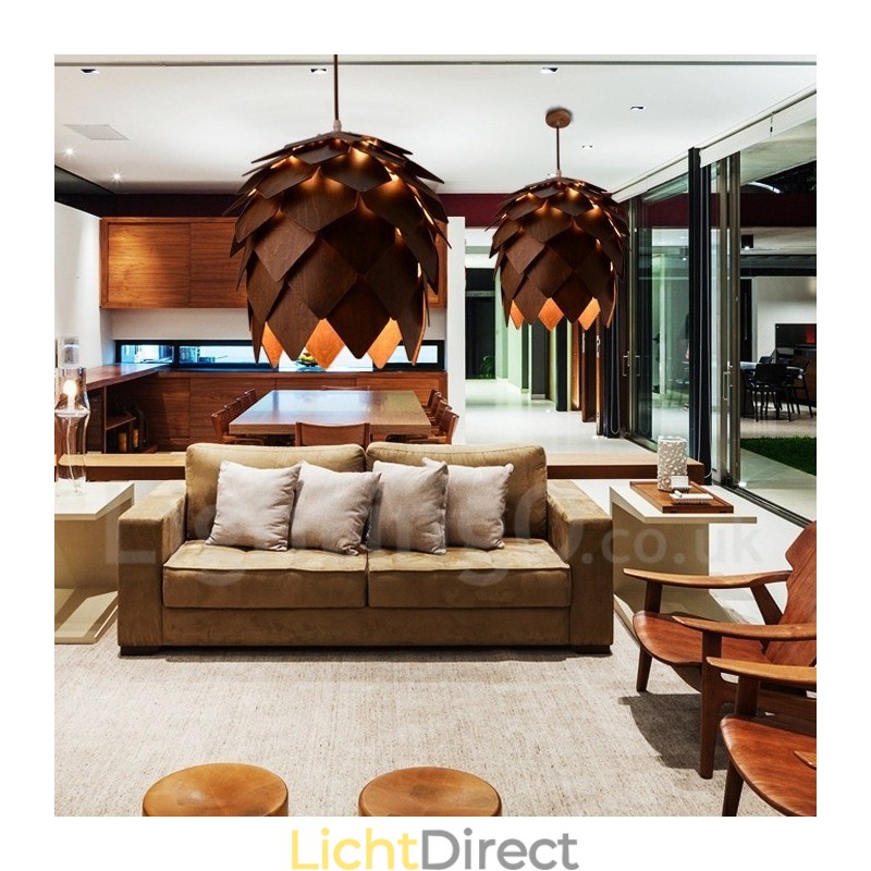Rustieke Lodge Houten Dennenappel Hanglamp