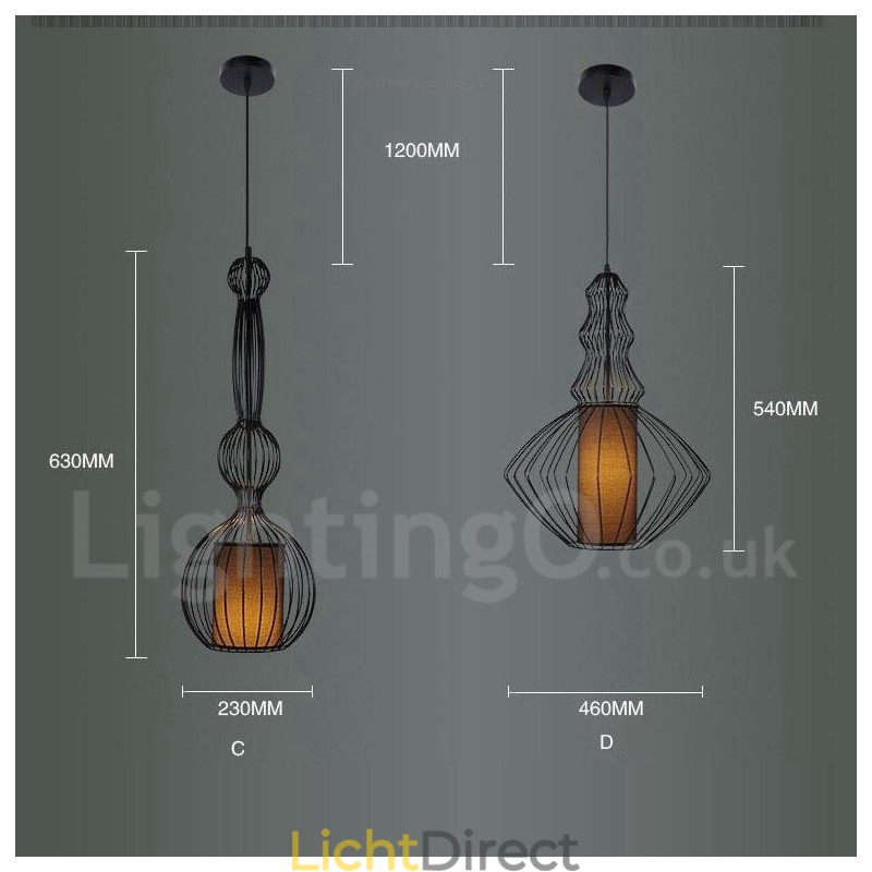 Landelijk vintage metalen vaasvormige hanglamp