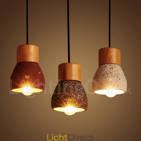 Moderne eigentijdse 1-lichts houten betonnen hanglamp Moderne eigentijdse 1-lichts houten betonnen hanglamp