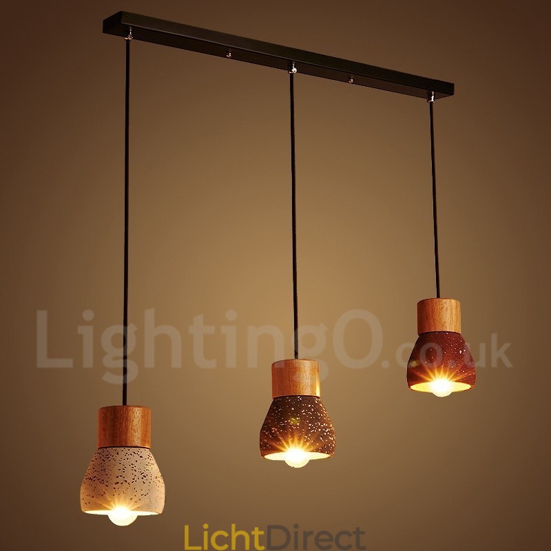Moderne eigentijdse 1-lichts houten betonnen hanglamp