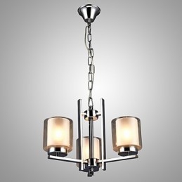IJzeren gegalvaniseerde kroonluchter met glazen kap Klassieke kaarsverlichtingslamp 3 koppen