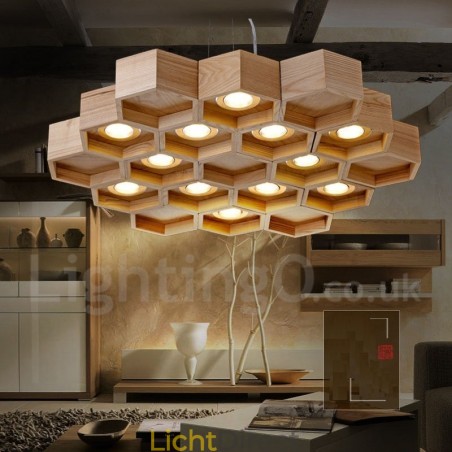 12 Lichte Houten Moderne Hedendaagse Hanglamp 12 Lichte Houten Moderne Hedendaagse Hanglamp