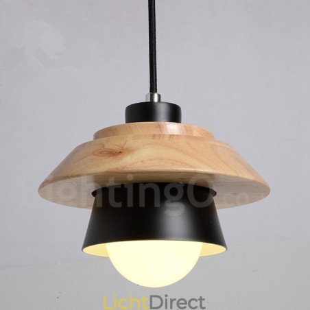 Metalen houten hanglamp met 1 licht Metalen houten hanglamp met 1 licht