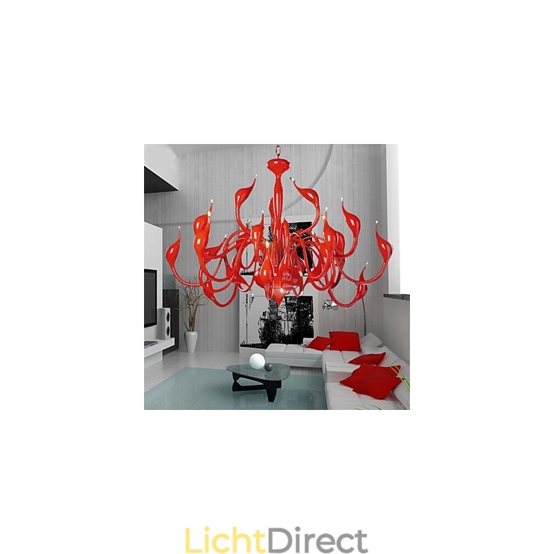 Moderne kroonluchterlamp 24 lampen G4 rood schilderij