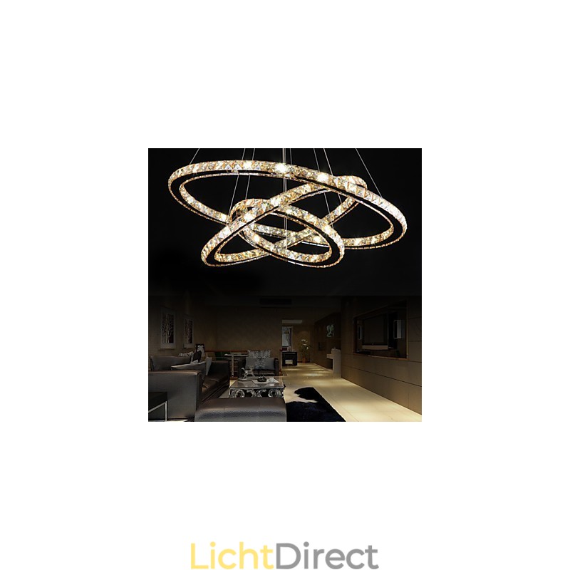 Plafondverlichting met modieuze ringvormige kristallen plafondlamp