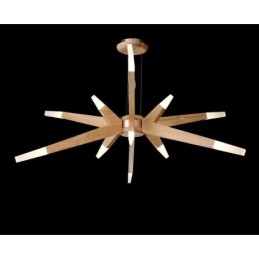 Moderne, eigentijdse houten hanglamp met 12 lampen