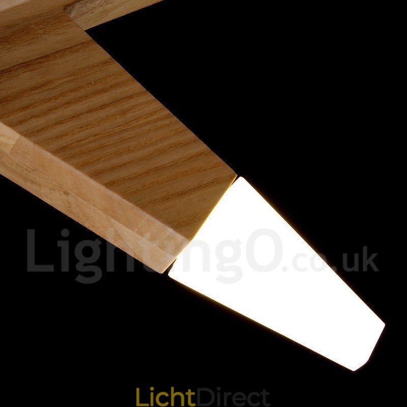 Moderne, eigentijdse houten hanglamp met 12 lampen