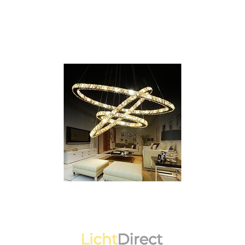 Plafondverlichting met modieuze ringvormige kristallen plafondlamp