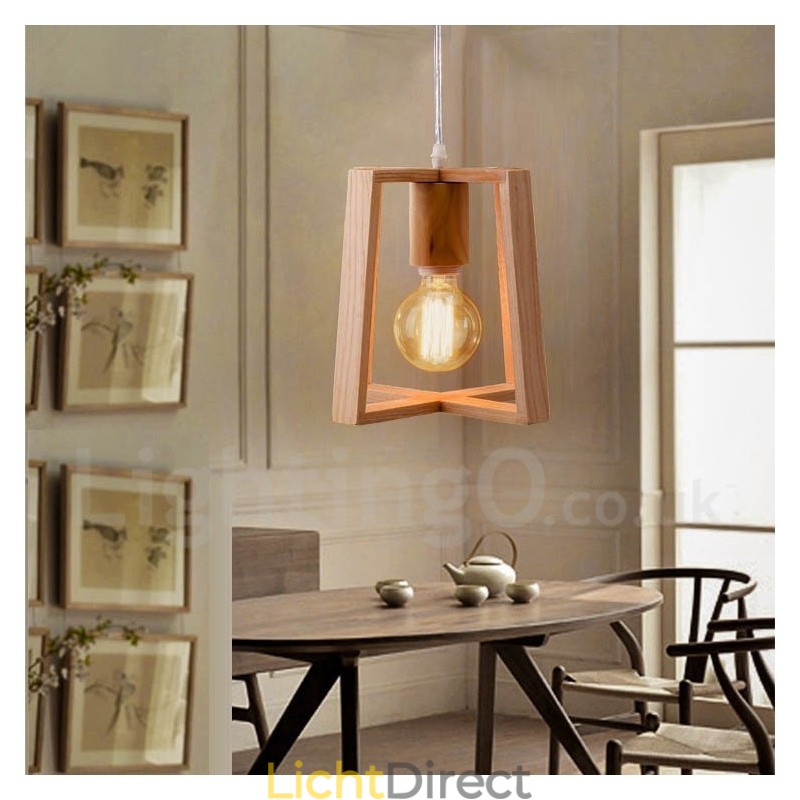 Houten moderne eigentijdse hanglamp met 1 licht