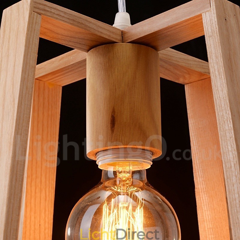 Houten moderne eigentijdse hanglamp met 1 licht