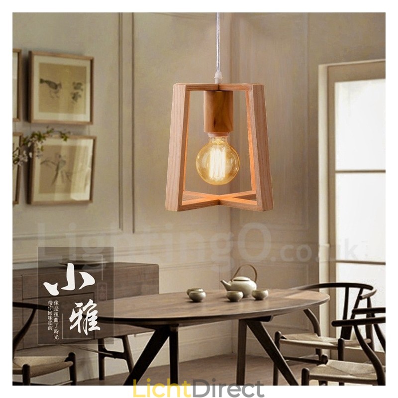 Houten moderne eigentijdse hanglamp met 1 licht