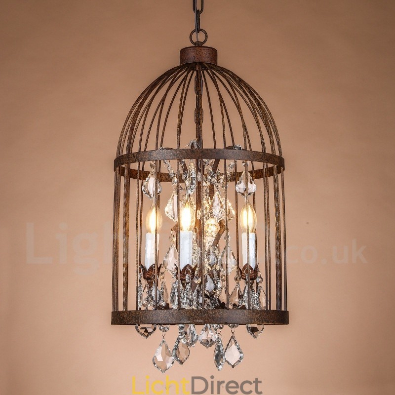 Retro Vintage Metalen 4-Lichts Vogelkooi Hanglamp