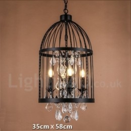 Retro Vintage Metalen 4-Lichts Vogelkooi Hanglamp