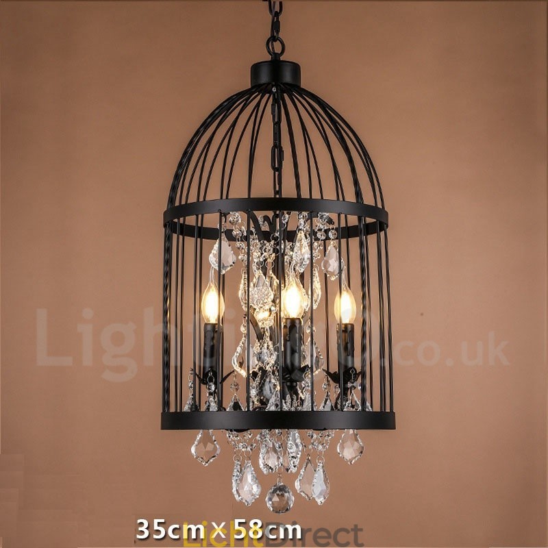 Retro Vintage Metalen 4-Lichts Vogelkooi Hanglamp