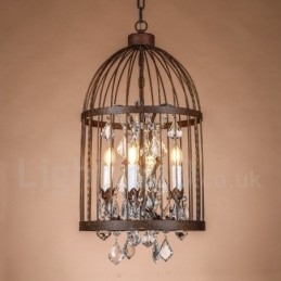 Retro Vintage Metalen 4-Lichts Vogelkooi Hanglamp