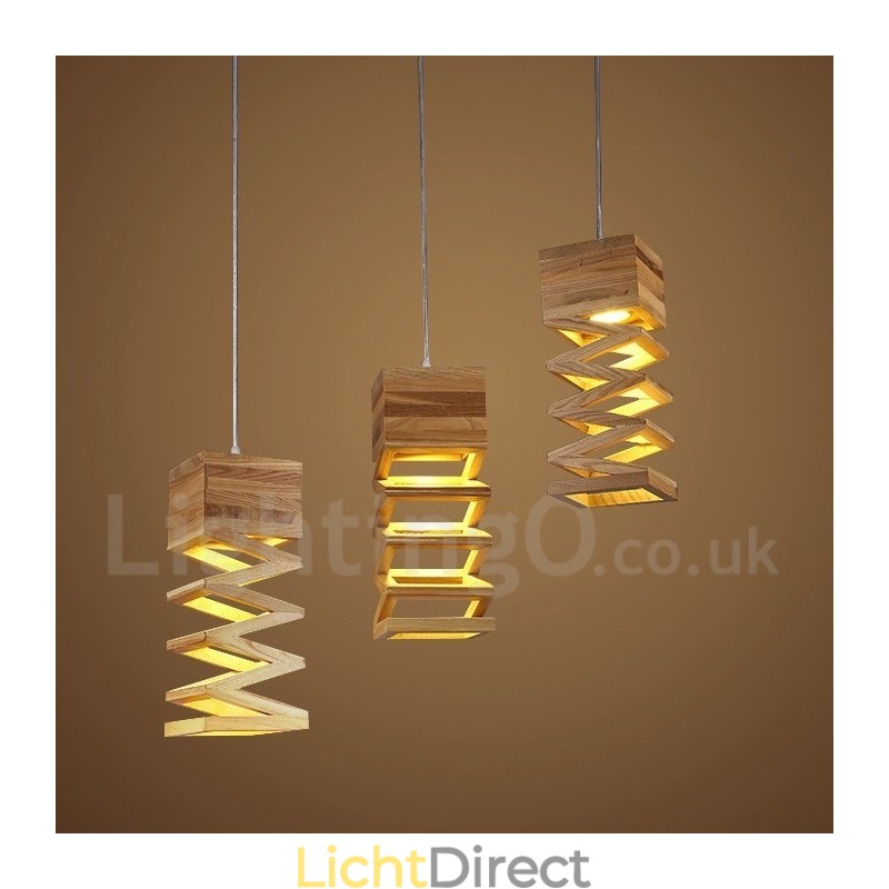 Moderne, eigentijdse houten hanglamp