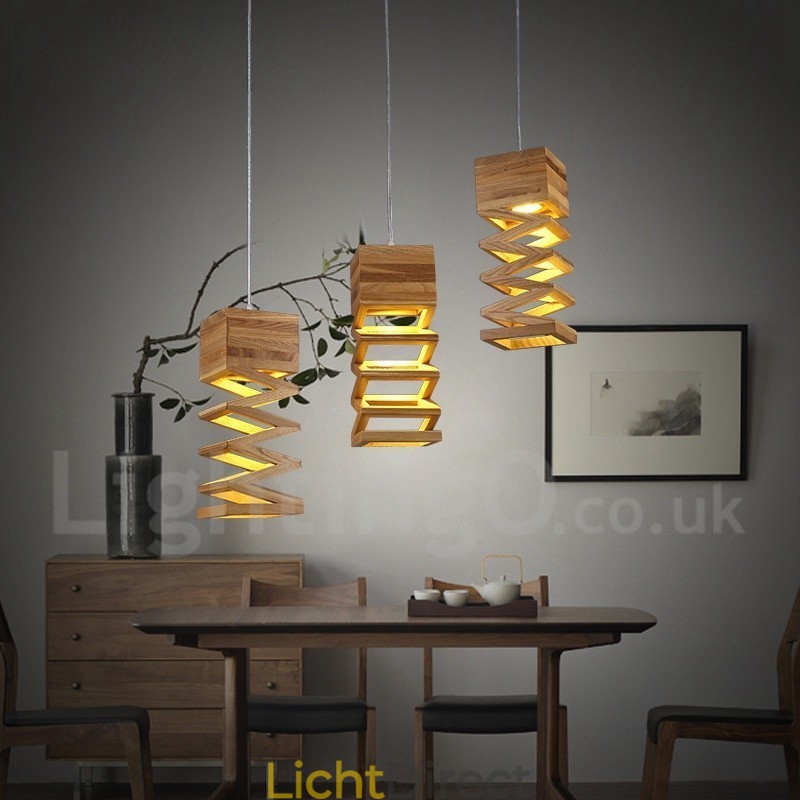 Moderne, eigentijdse houten hanglamp