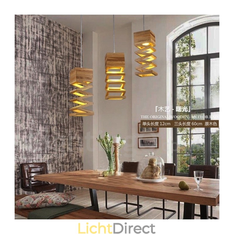 Moderne, eigentijdse houten hanglamp