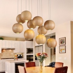 Rustieke Lodge Houten Bol Hanglamp