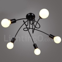 Zwarte Country Metal 5-lichts kroonluchterlamp