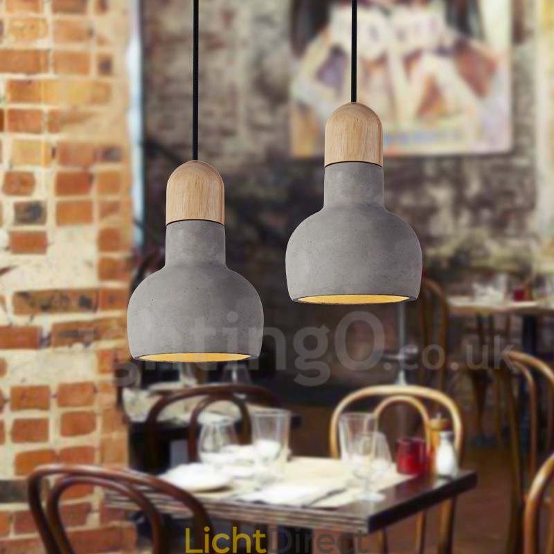 Retro Vintage Houten Beton Enkelvoudige Hanglamp