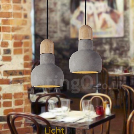 Retro Vintage Houten Beton Enkelvoudige Hanglamp