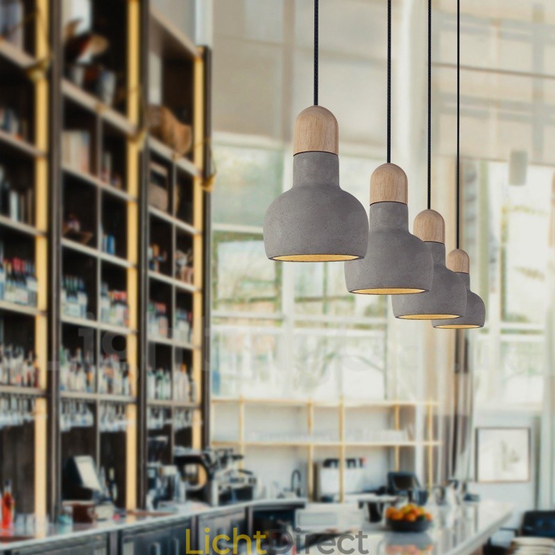 Retro Vintage Houten Beton Enkelvoudige Hanglamp