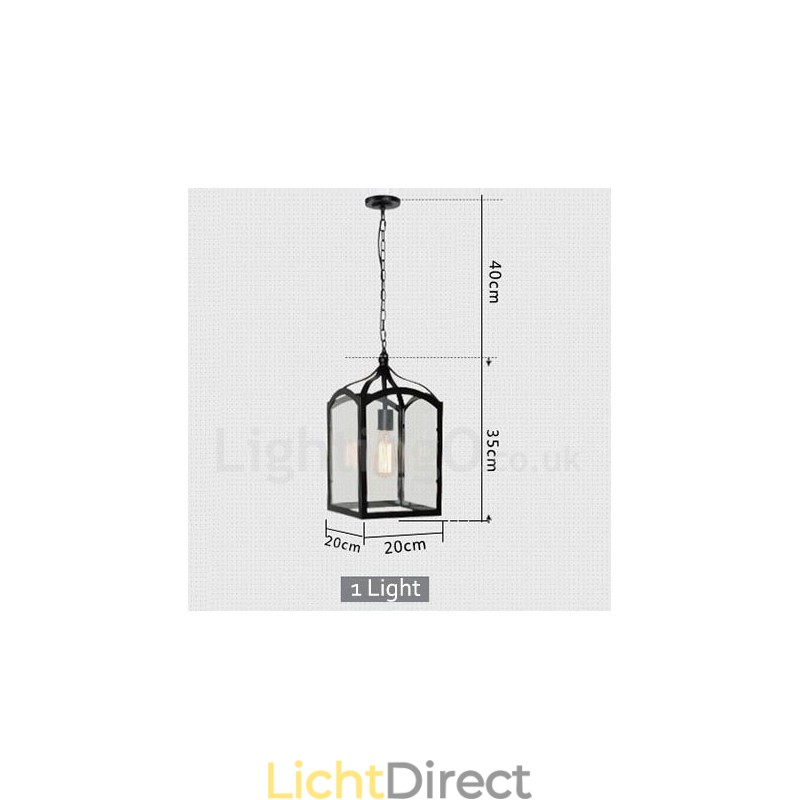 Metalen rustieke lodge hanglamp met glazen kap