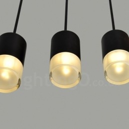 Voor 3-lichts zwarte hanglamp met glazen kap