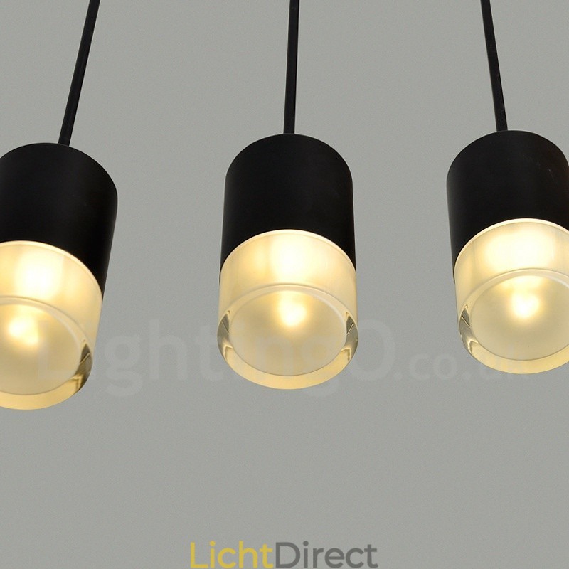 Voor 3-lichts zwarte hanglamp met glazen kap