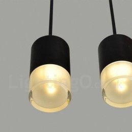 Voor 3-lichts zwarte hanglamp met glazen kap