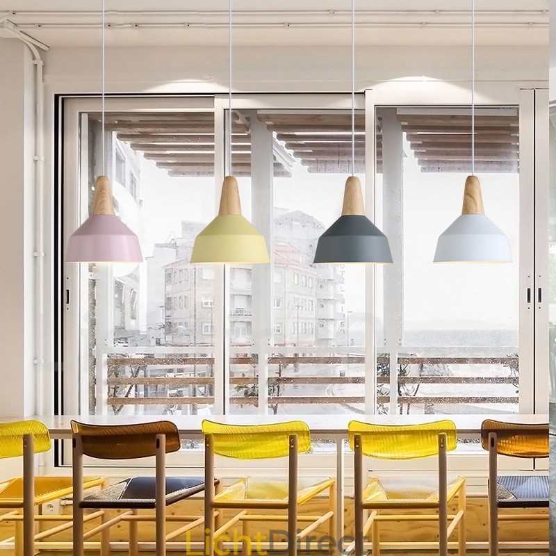 Moderne eigentijdse houten metalen multi-kleuren hanglamp