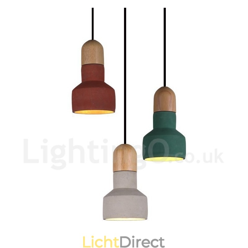 Vintage houten beton multi kleuren hanglamp voor lamp
