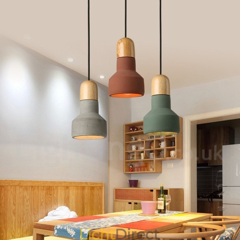 Vintage houten beton multi kleuren hanglamp voor lamp